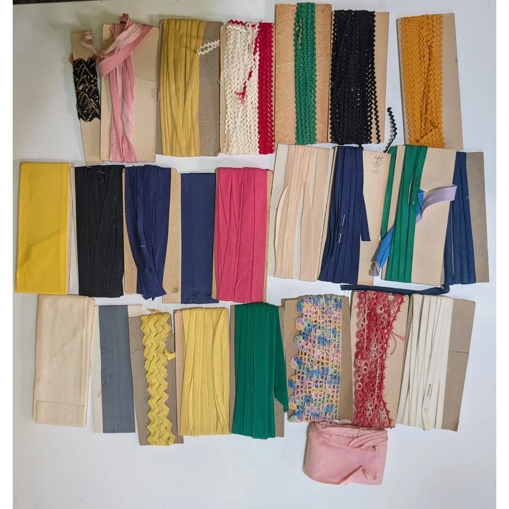 Vintage Bias Tape Rick Rack Lace Trim Lot Multi Color Sewing Notions Crafting